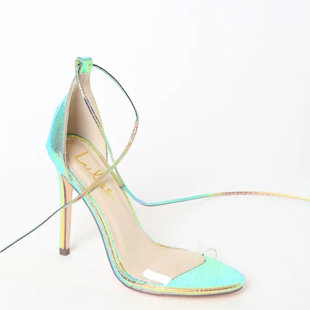 LULUS Ledah Hologram Snake Lace-Up Heels - Picture 10 of 11